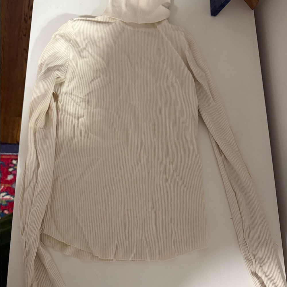 Zara Off-White Ribbed Knit Turtleneck
